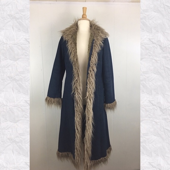 Vintage Jackets & Blazers - Vintage 90’s Jean & Faux Fur Coat